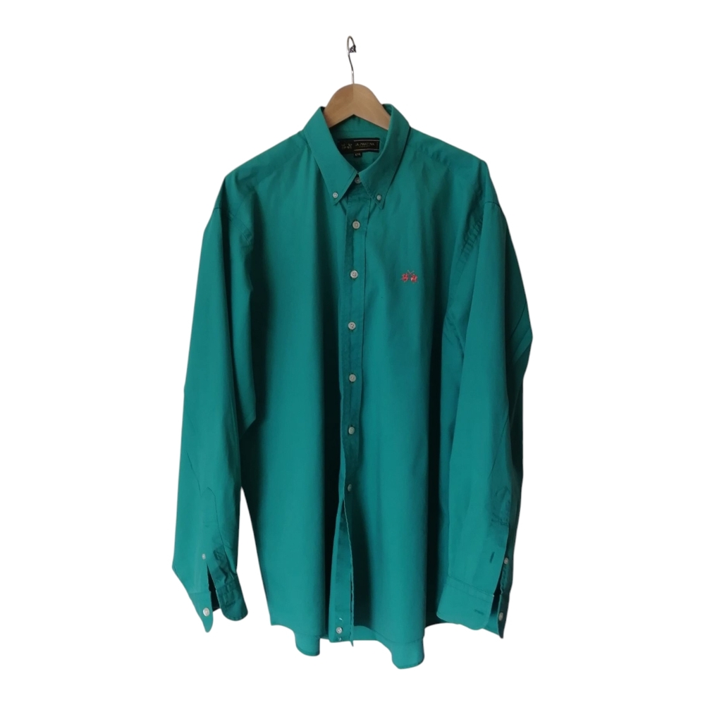 La Martina 100% cotton Green Casual Button Down Shirt with Long Sleeves